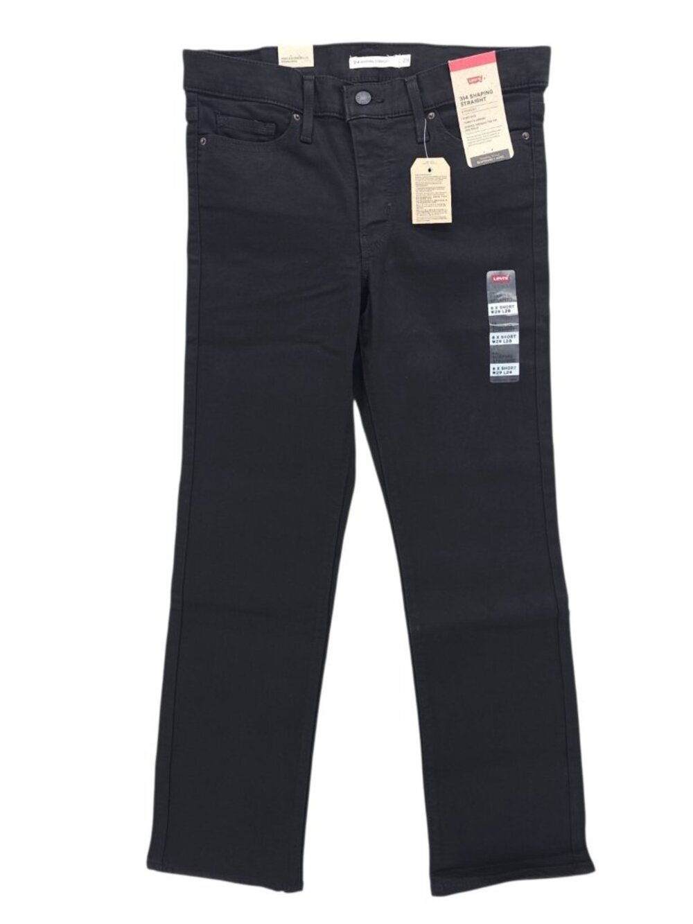 NWT LEVI'S 314 Shaping Straight Jeans Hypersoft Black Stretch 8 Short 29X28